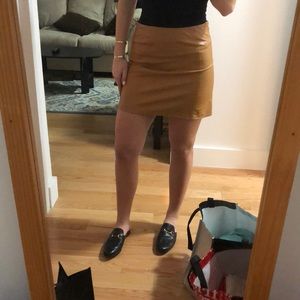 TAN VEGAN LEATHER SKIRT